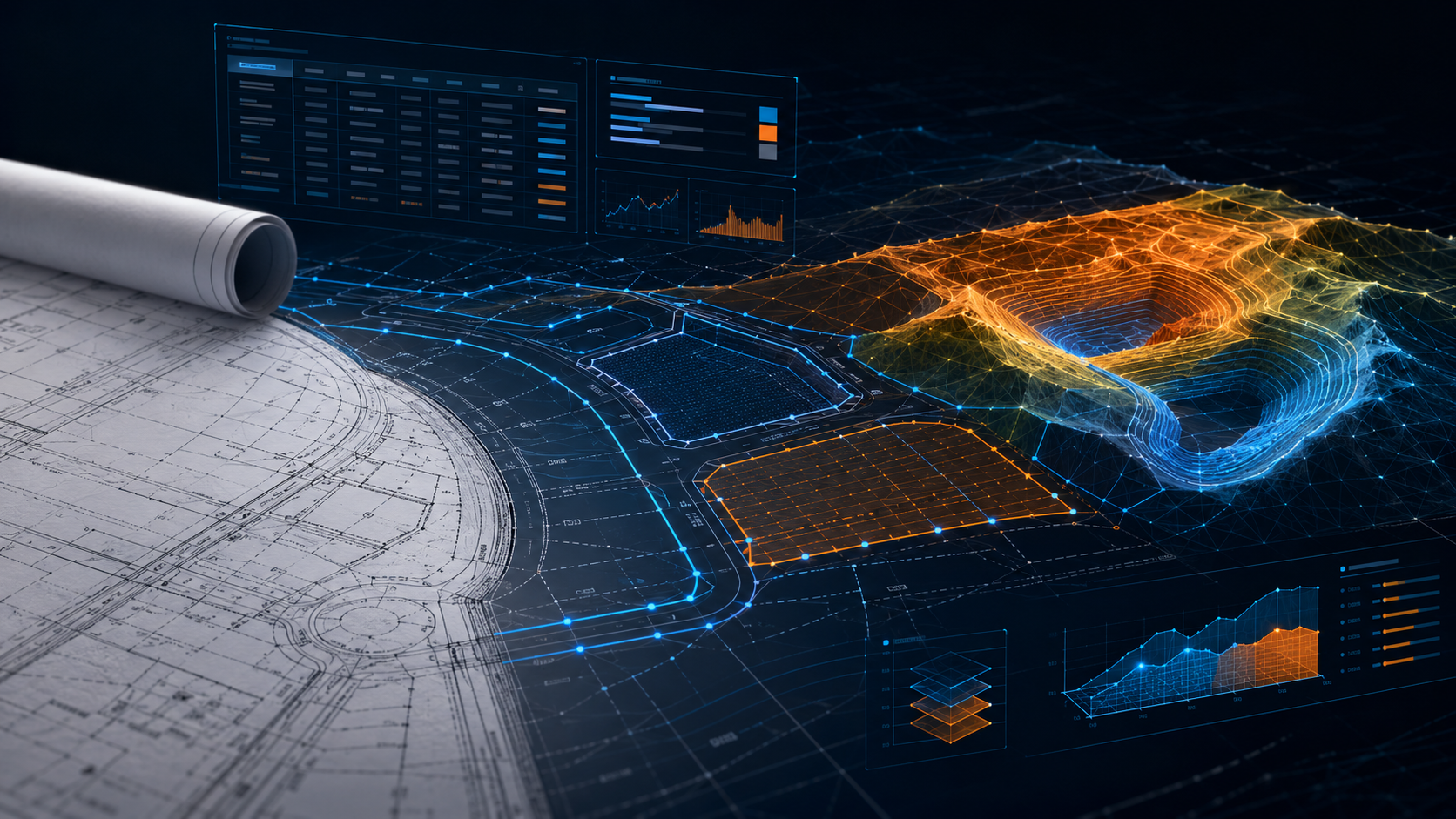 Civil plan intelligence, estimating, and grading visualization
